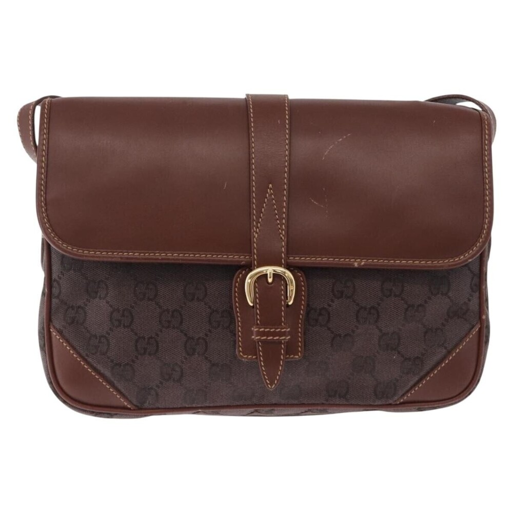 Gucci Flap Shoulder Bag GG Canvas & Leather